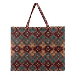 Knitted Pattern Zipper Large Tote Bag by BangZart