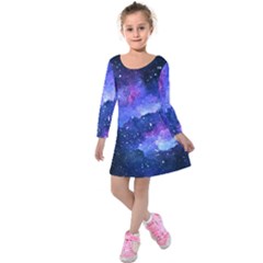 Galaxy Kids  Long Sleeve Velvet Dress by Kathrinlegg