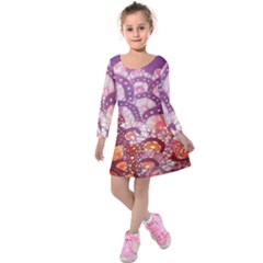Colorful Art Traditional Batik Pattern Kids  Long Sleeve Velvet Dress by BangZart