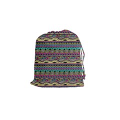 Aztec Pattern Cool Colors Drawstring Pouches (small)  by BangZart