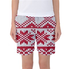 Crimson Knitting Pattern Background Vector Women s Basketball Shorts by BangZart