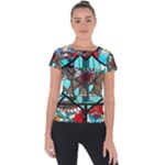 Elephant Stained Glass Short Sleeve Sports Top 