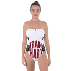Train Hard Tie Back One Piece Swimsuit by Valentinaart