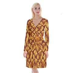 Snake Skin Pattern Vector Long Sleeve Velvet Front Wrap Dress by BangZart