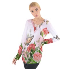 Flora Butterfly Roses Tie Up Tee