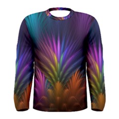 Colored Rays Symmetry Feather Art Men s Long Sleeve Tee by BangZart