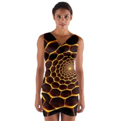 Honeycomb Art Wrap Front Bodycon Dress