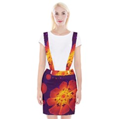 Royal Blue, Red, And Yellow Fractal Gerbera Daisy Braces Suspender Skirt by jayaprime
