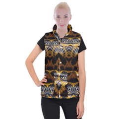 Textures Snake Skin Patterns Women s Button Up Puffer Vest by BangZart