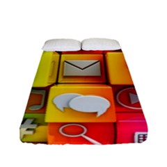 Colorful 3d Social Media Fitted Sheet (full/ Double Size) by BangZart