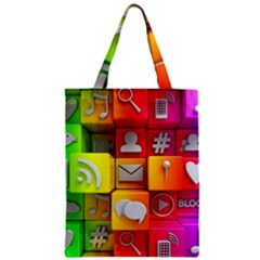 Colorful 3d Social Media Zipper Classic Tote Bag by BangZart