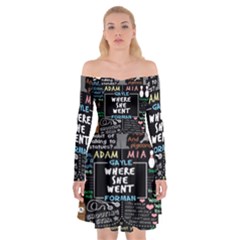 Book Quote Collage Off Shoulder Skater Dress by BangZart