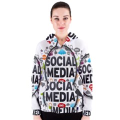 Social Media Computer Internet Typography Text Poster Women s Zipper Hoodie by BangZart
