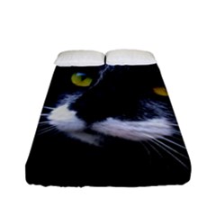 Face Black Cat Fitted Sheet (full/ Double Size) by BangZart