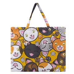 Cats Cute Kitty Kitties Kitten Zipper Large Tote Bag by BangZart
