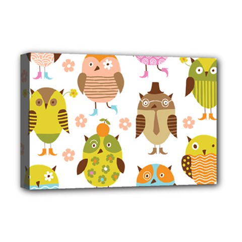 Cute Owls Pattern Deluxe Canvas 18  X 12  