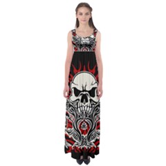 Skull Tribal Empire Waist Maxi Dress by Valentinaart