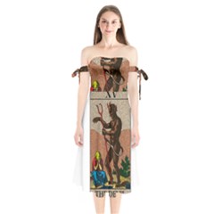 The Devil - Tarot Shoulder Tie Bardot Midi Dress by Valentinaart