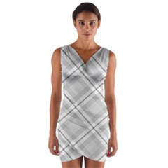 Grey Diagonal Plaid Wrap Front Bodycon Dress by NorthernWhimsy