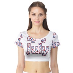 4th Of July Independence Day Short Sleeve Crop Top (tight Fit) by Valentinaart