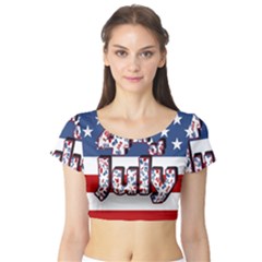 4th Of July Independence Day Short Sleeve Crop Top (tight Fit) by Valentinaart