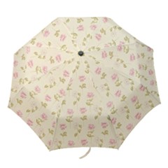 Floral Paper Illustration Girly Pink Pattern Folding Umbrellas by paulaoliveiradesign