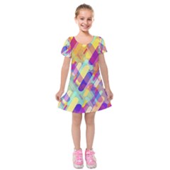 Colorful Abstract Background Kids  Short Sleeve Velvet Dress by TastefulDesigns