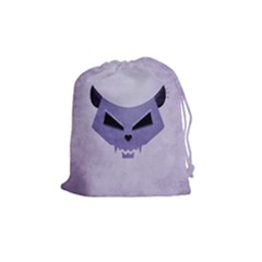 Purple Evil Cat Skull Drawstring Pouches (medium)  by CreaturesStore