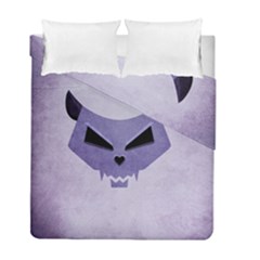 Purple Evil Cat Skull Duvet Cover Double Side (full/ Double Size) by CreaturesStore