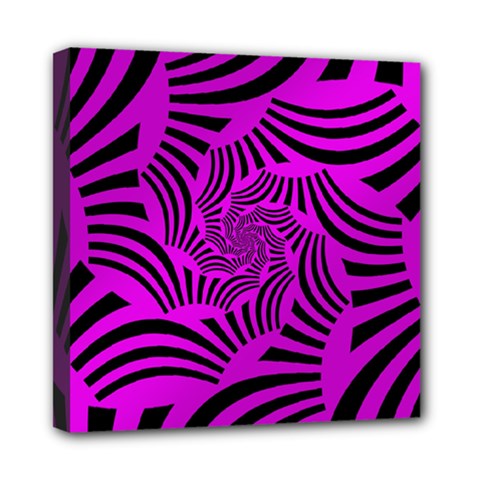 Black Spral Stripes Pink Mini Canvas 8  X 8  by designworld65