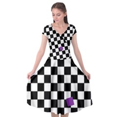 Dropout Purple Check Cap Sleeve Wrap Front Dress by designworld65