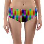 Multicolored Irritation Stripes Reversible Mid-Waist Bikini Bottoms