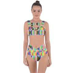 Multicolored Irritation Stripes Bandaged Up Bikini Set  by designworld65