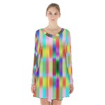 Multicolored Irritation Stripes Long Sleeve Velvet V-neck Dress