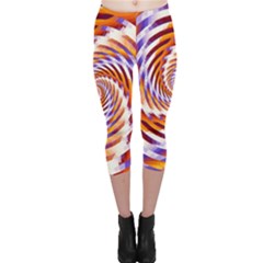 Woven Colorful Waves Capri Leggings  by designworld65