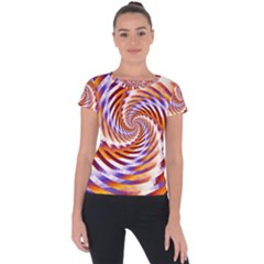 Woven Colorful Waves Short Sleeve Sports Top  by designworld65