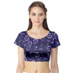 Floral Short Sleeve Crop Top (Tight Fit)