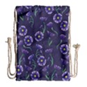 Floral Violet Purple Drawstring Bag (Large) View1