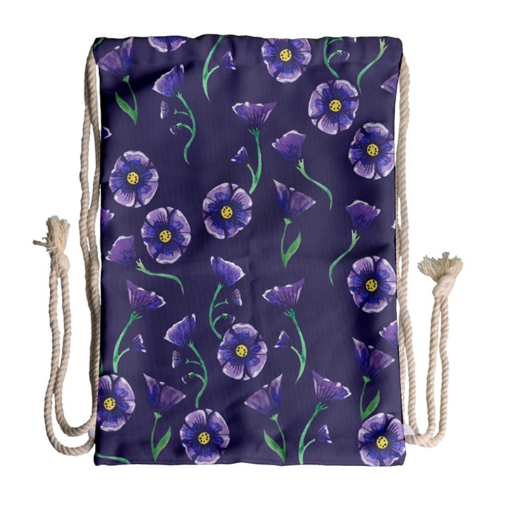Floral Violet Purple Drawstring Bag (Large)