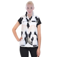 Panda Face Women s Button Up Puffer Vest by Valentinaart