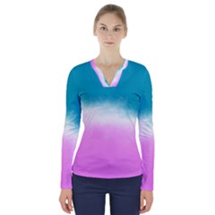 Ombre V-neck Long Sleeve Top by ValentinaDesign