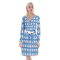 Sheep Pattern Wallpaper Vector Long Sleeve Velvet Front Wrap Dress