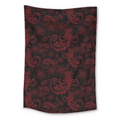 Dark Red Flourish Large Tapestry by gatterwe