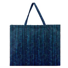Stylish Abstract Blue Strips Zipper Large Tote Bag by gatterwe