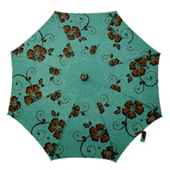 Chocolate Background Floral Pattern Hook Handle Umbrellas (large) by Nexatart