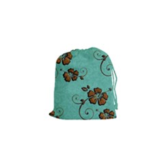 Chocolate Background Floral Pattern Drawstring Pouches (xs)  by Nexatart