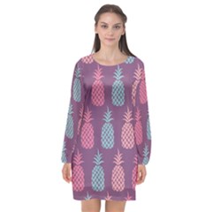 Pineapple Pattern Long Sleeve Chiffon Shift Dress  by Nexatart