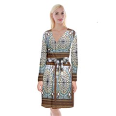Stained Glass Window Library Of Congress Long Sleeve Velvet Front Wrap Dress
