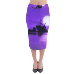 Open Sea Velvet Midi Pencil Skirt by Valentinaart
