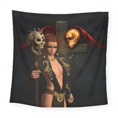 The Dark Side, Women With Skulls In The Night Square Tapestry (large) by FantasyWorld7
